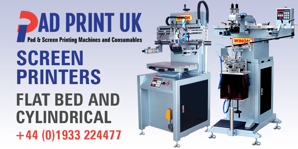 padprintUK's tweet photo. Pad Print UK’s screen-printing machines are manufactured using high quality electronic and pneumatic components and are easily set up and adjusted. Ideal for printing onto plastics, wood, paper, glass or ceramics. Both flat and cylindrical objects. #screenprinting #screenprinter https://t.co/eZ1VzidyFf