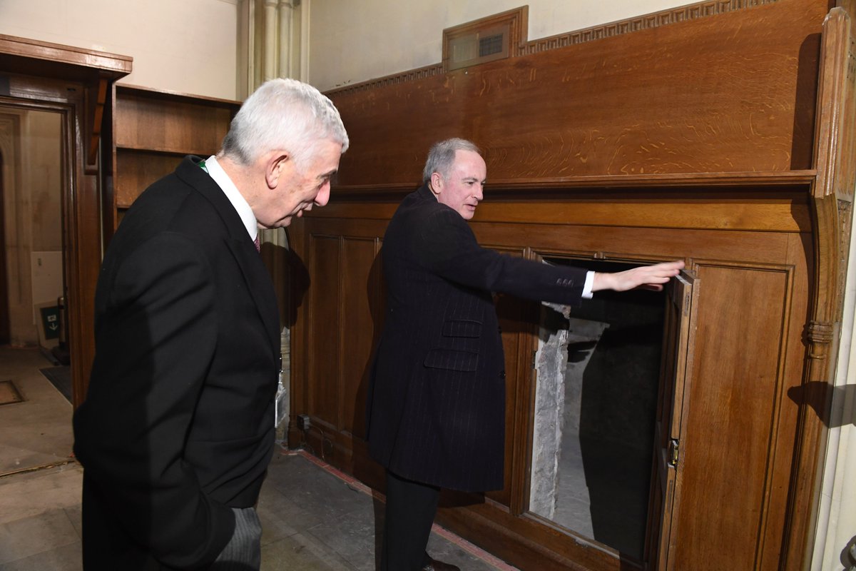 Speaker Sir Lindsay Hoyle sees a rediscovered 17th century passageway into the original House of Commons Chamber. 