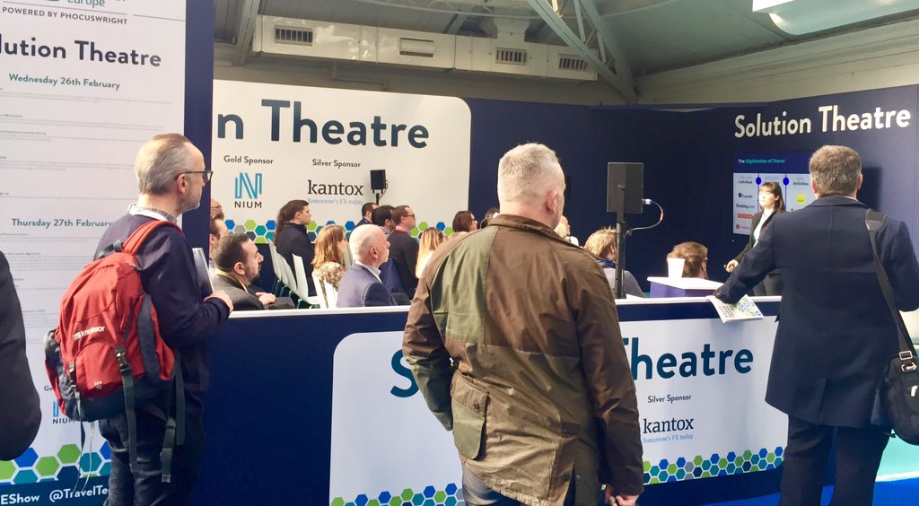 Groupdeskio's tweet photo. Standing room only at #TTEShow Solution Theatre with Groupdesk CEO @sousajanicem speaking on bringing your travel business online https://t.co/HvS6wJWSF4