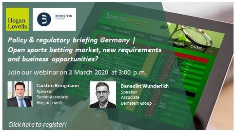 bernstein_group's tweet photo. Die Lizenzen für #Sportwetten kommen, am 12.3. wollen sich die MPs auf einen neuen #Glücksspielstaatsvertrag verständigen. Viel Neues, viele Fragen. In unserem Webinar (3.3. um 15 Uhr) mit @HoganLovells gibt es die Antworten. Interesse? Anmeldung unter: https://t.co/hUOfpUKXBN https://t.co/Ll5rqMsV5L