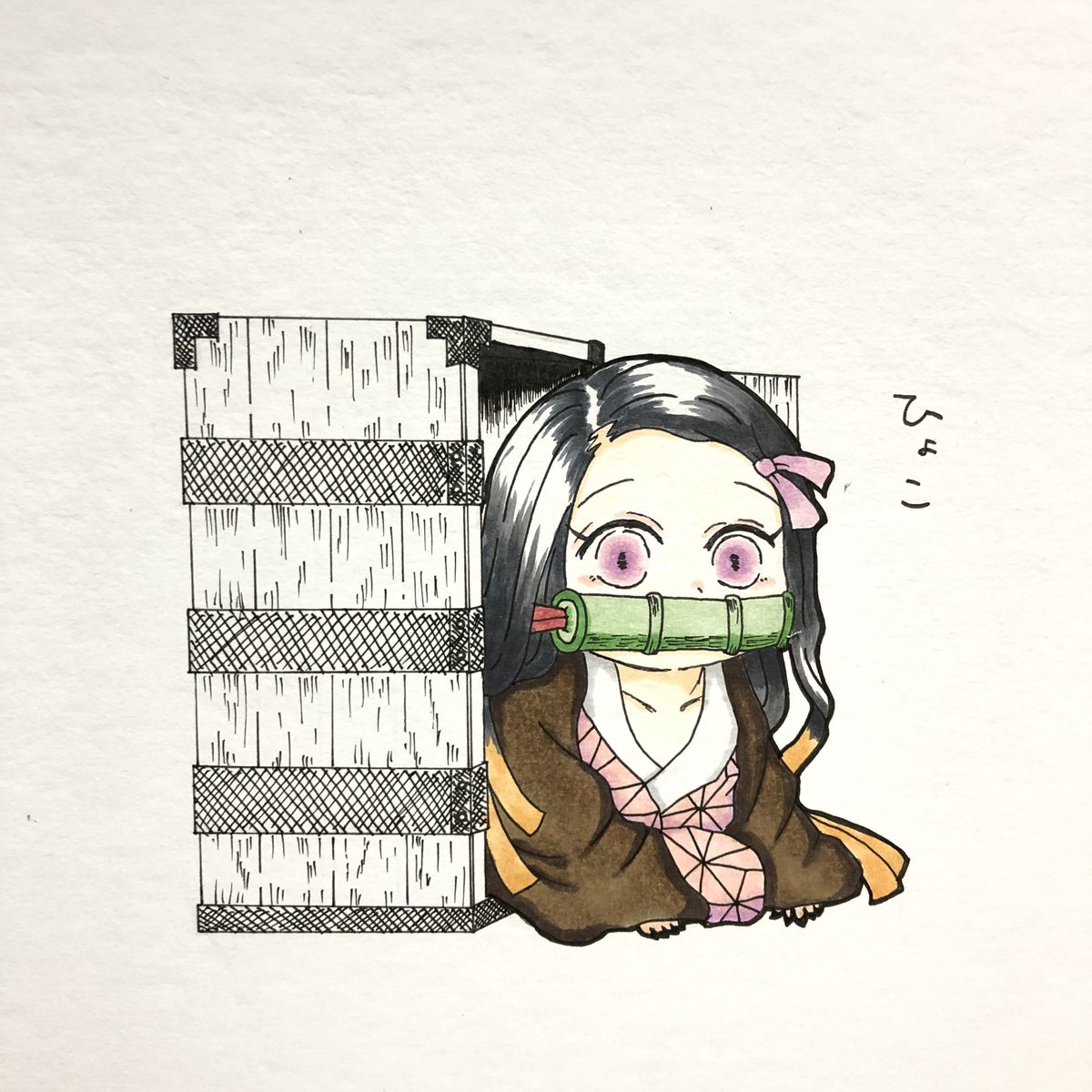 奈波 切り絵 בטוויטר ねずねずねずこ イラスト描いてる場合じゃないのにね コピックの色が限られてて色つけが納得いってないけどかわいいからいっか コピック買い足さなきゃなぁ 鬼滅の刃イラスト 鬼滅の刃 竈門禰豆子