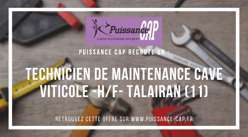 PuissanceCap_RH's tweet photo. Nous recrutons un Technicien de Maintenance Cave viticole (H/F) en CDI basé à Talairan (11). Plus d'infos : https://t.co/xBhxPwJoR6 https://t.co/fVXjXggSTc