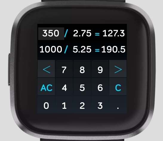 NOVY_NN's tweet photo. 洗剤の詰替どっちがお得かを、店先でこっそり計算するfitbit用アプリ「単価電卓」更新しました。(V1.0.3)
https://t.co/xz8pHJnjgF
「セントは入力できないの？」とのご意見頂きましたので小数点ボタンを追加しました。
#fitbit #versa #ionic #made4fitbit https://t.co/Q2WLIvcZjd
