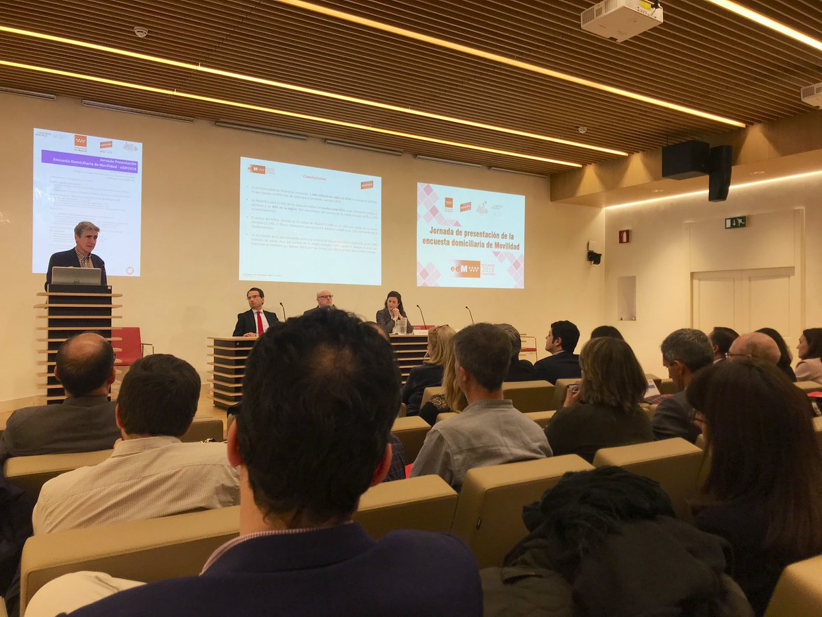 caminosmadrid's tweet photo. #edM2018 Javier Aldecoa, del #CRTM, compara la movilidad de #Madrid con las áreas metropolitanas europeas, EMTA: en la @ComunidadMadrid en 2018 se realizaron 1.500 millones de viajes en #transportepúblico, un 69% más que el promedio europeo. https://t.co/1wMq0rewte