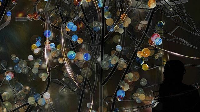 shuster_moseley's tweet photo. ‘Microcosmos’: a sculptural environment created from a precision-engineered network of steel tubes and clusters of many hundreds of translucent, hand-blown glass orbs, illuminated by a series of programmed LEDs that represent brain wave activity cycles, … https://t.co/NwduRyJAP2 https://t.co/DtQW5rDOa3