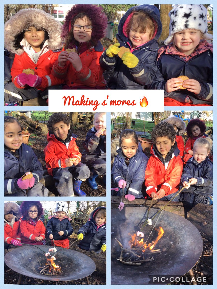 MoorlandPrm's tweet photo. Reception Owl 🦉 Group kept toasty warm this morning by making s’mores on the campfire and chasing shadows in Moorland Park! #WellbeingWednesday #TakingMeasuredRisks #AchievableTasks #LearningNewSkills #OutdoorLearning https://t.co/jUzVURnDX0