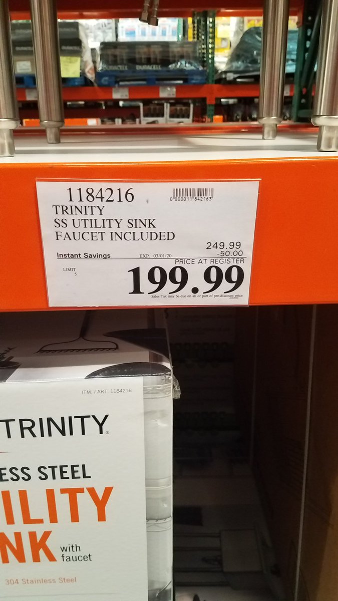 shortcircuitbru's tweet photo. If you have a @Costco membership or know someone who does I found this really good deal on a stainless sink WITH a faucet and all the drain piping. Not a sprayer... But it is a nice faucet! 
#basementbrewery #brewsink #stainlesssink #brewerysink #barsink #homebrewing https://t.co/MYKMWyMDM9