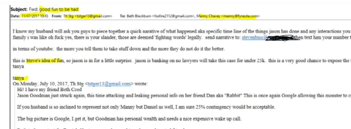 In emails between Biss' office and the "Shadow" crew we read and hear about "a pound of misery", "perform gang stalking", "have fun", "its on!" etc. Is this what lawyers are supposed to be doing? ref/F