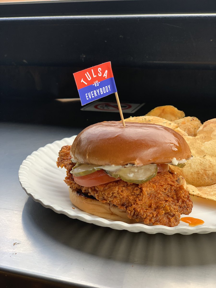 Getting spicy at the brewery with our new spicy chicken sandwhich! <a href="/ChickfilA/">Chick-fil-A, Inc.</a> @PopeyesChicken  don’t want to catch these hands #TulsavsEverybody #crushablecraft