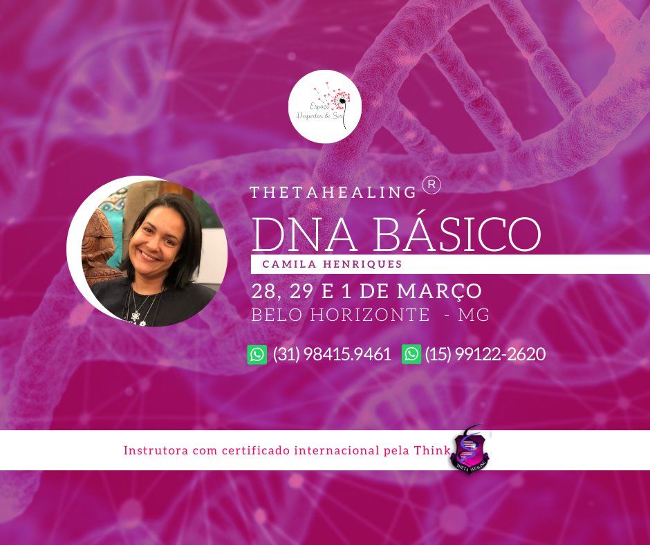 Venha se curar de padrões físicos e emocionais alcançando harmonia e paz interior. bit.ly/dnabasico2802
