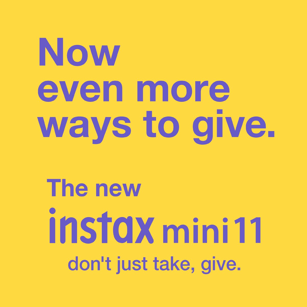 instax's tweet photo. Say hello to the #instaxmini11! More ways to give, with a clearer than ever photo!
Did you guess #autoexposure & fill out the form? Winners will be notified by email within the week!
Learn more about the newest INSTAX ๐๐
US: https://t.co/6kXC74ONBX
CA: https://t.co/MGMzjsBmXz https://t.co/Q3b5uMcWlM