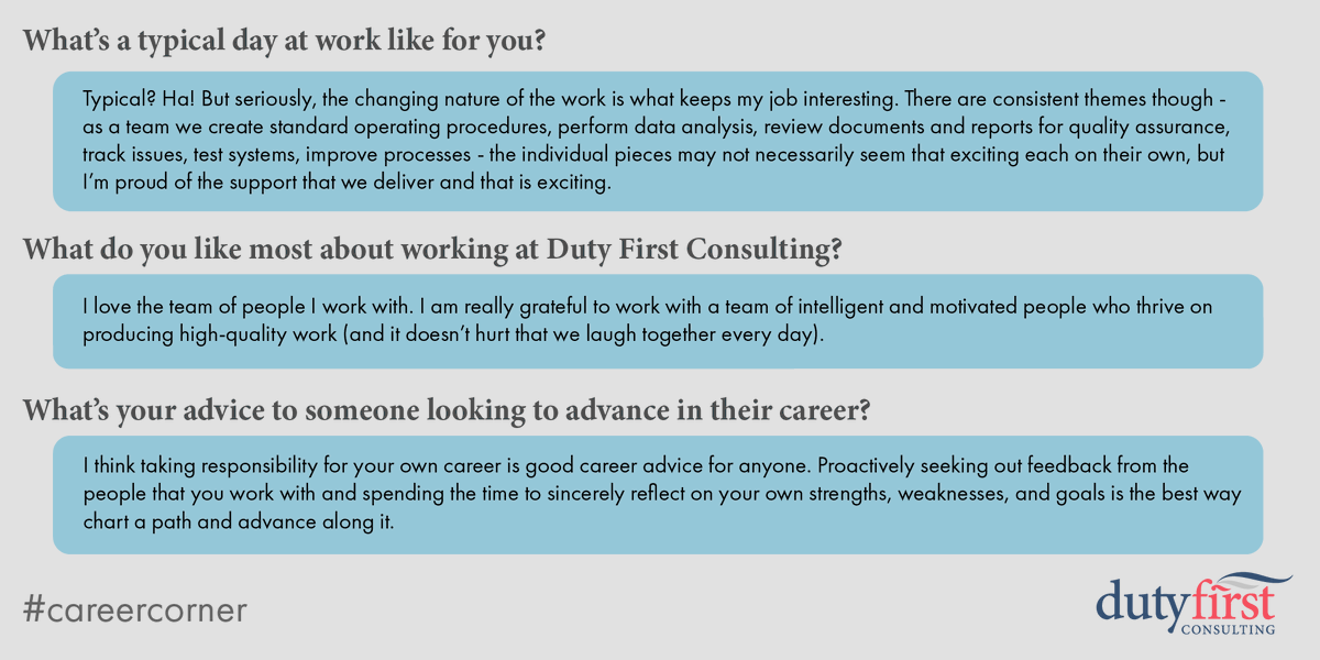 DutyFirstVA's tweet photo. February's #CareerCorner is here! Meet Amanda, a Senior Manager on our Healthcare Program Operations Team. https://t.co/Q9O96Xa7GP