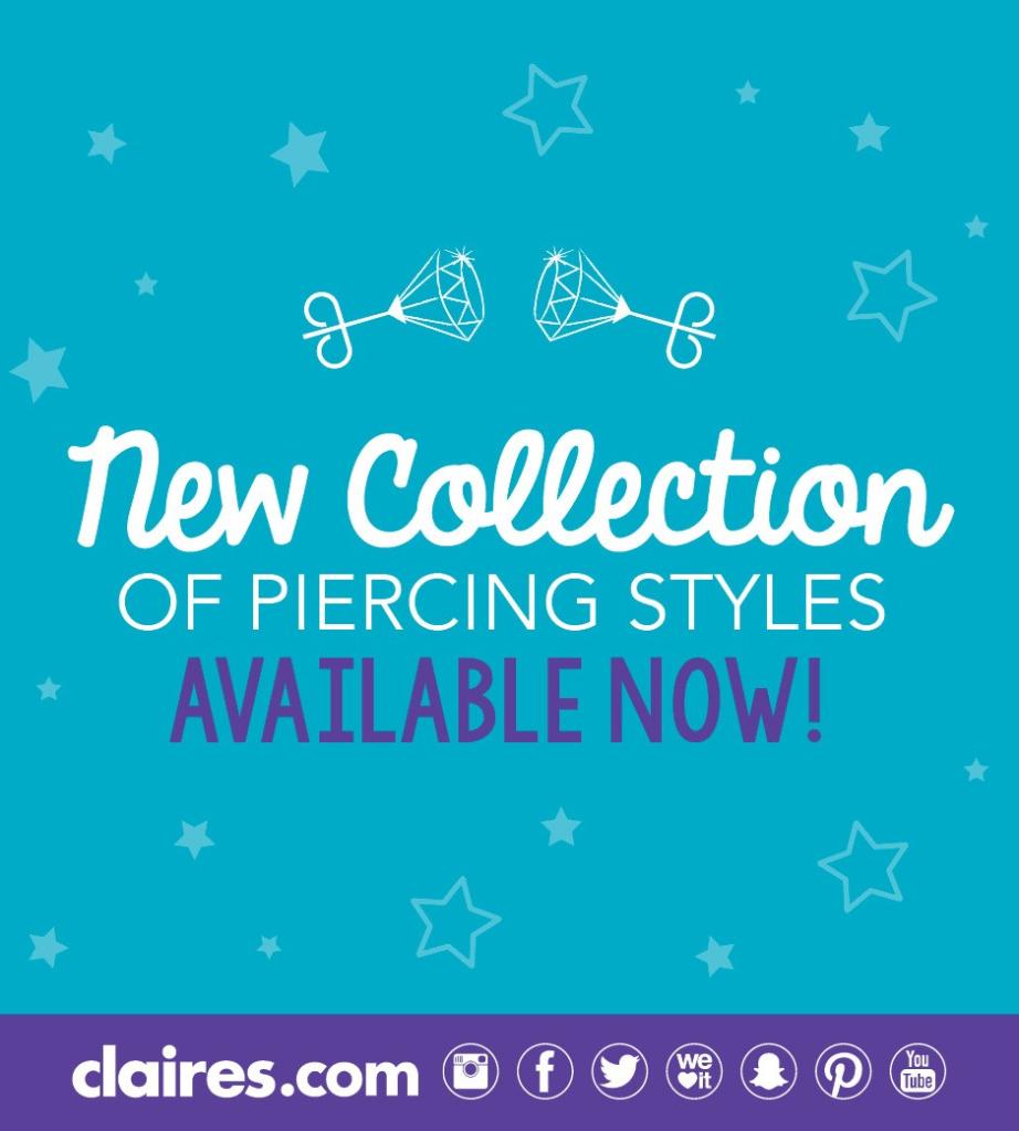The world's leading ear-piercing specialist. Join the Ear Piercing Party at <a href="/claires/">Claire's</a>! Free Ear Piercing every day, with the purchase of a starter kit.  Plus 20% off your next purchase! See store for more details.