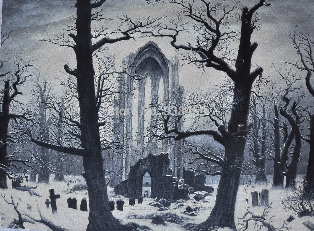 MeritDima's tweet image. Winter Landscape oil painting Monastery Graveyard InSnow by David Friedrich Canvas Painting 24×34 for Christmas Home Decoration my-artwork.com/product/winter…