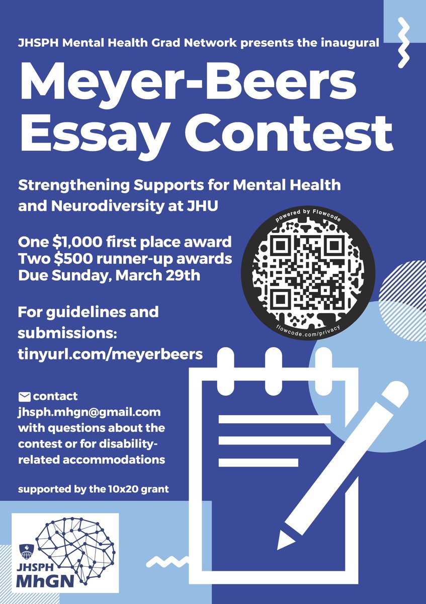 📝🏆 We’re holding an essay contest! Have thoughts on mental health while recruiting/supporting trainees in academia? We want to hear them! Submissions due 3/29, more details on guidelines here: tinyurl.com/meyerbeers #AcademicChatter #phdchat #mentalhealth