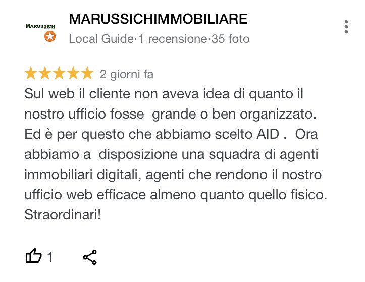 agentedigitale's tweet photo. Ma questi AGENTI DIGITALI, alla fine, funzionano?

La parola alle nostre agenzie.

Grazie infinite a @marussich_it per la splendida recensione ❤️
#agenteimmobiliare #marketingimmobiliare #proptech https://t.co/2KUe7HG5kr