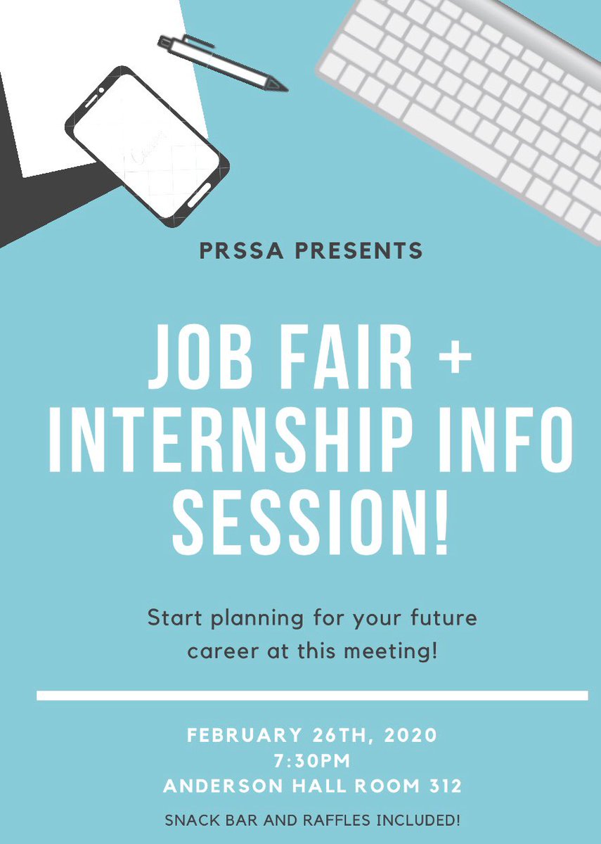 Hey WCU students! Don’t forget to stop by our job fair &amp; internship info session tonight at 7:30pm! 🌟 (ps...there will be snacks!)