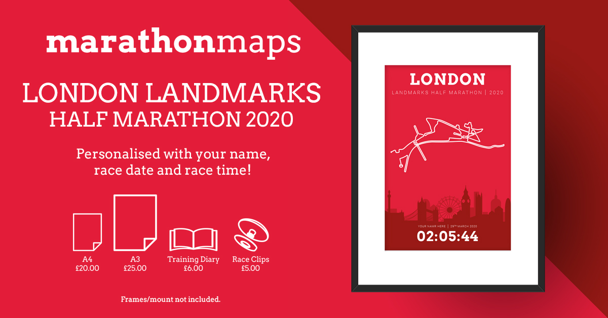 marathonmaps's tweet photo. Remember your 2020 @LLHalf with a course poster personalised with your name, race date and race time available in 2 sizes (A4 &amp; A3) and a choice of 6 colours all with free UK delivery! https://t.co/oqr1l2H6YP #LLHM2020 #LondonLandmarksHalfMarathon #HalfMarathon #London https://t.co/hqX0kqjWj8