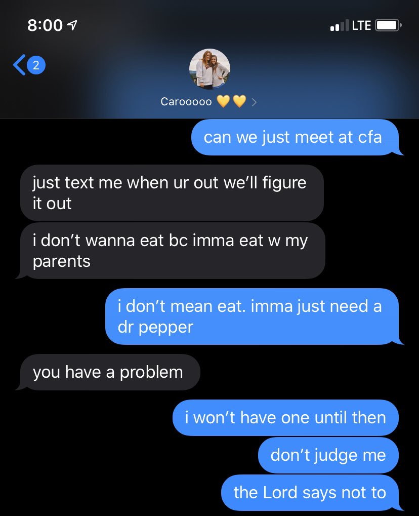 leahh_116's tweet photo. get you a friend who doesn’t judge your cfa &amp; dr pepper obsession like @_carol2252 🤦🏼‍♀️🤦🏼‍♀️ https://t.co/9tm5SKK38y