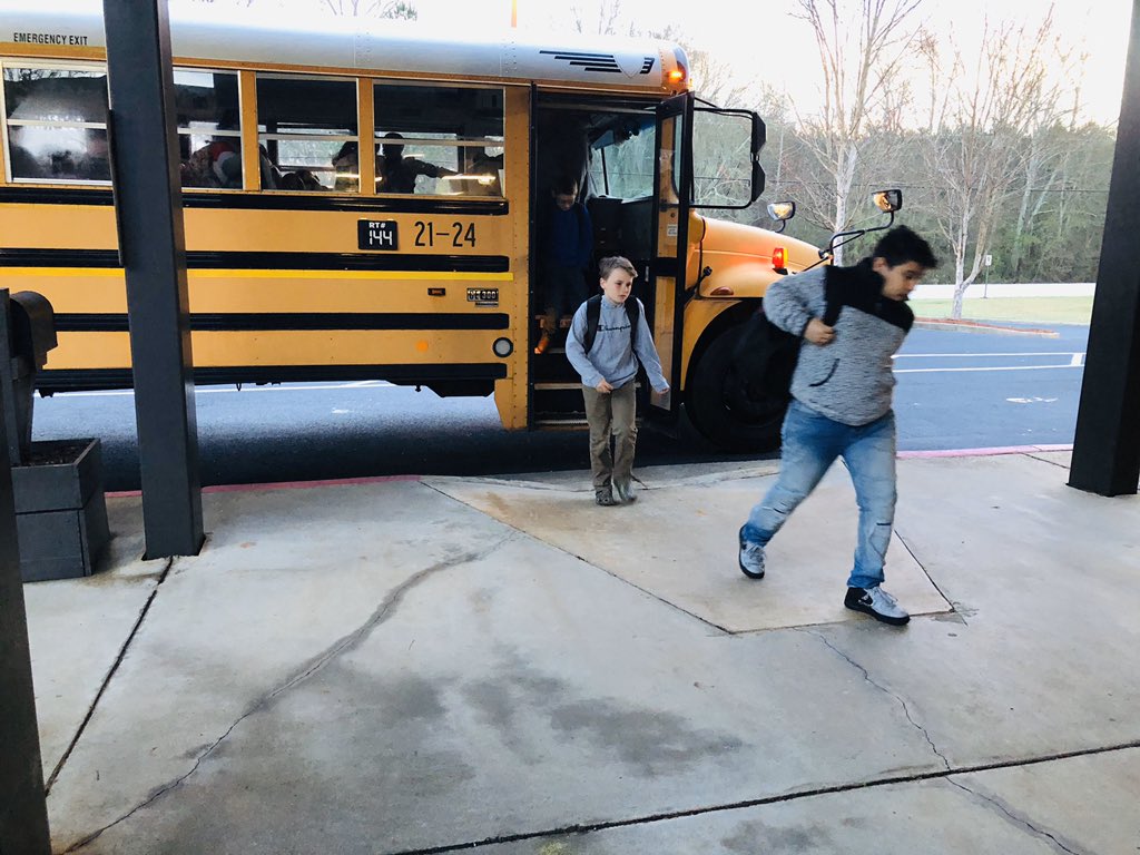 Alcovy High School 
Safe unloading by all students.
Appreciate the positive greetings (“Good Mornings”)by students as they enter the building. Very positive environment! Thank you and have a fantastic day!#ncssbethebest