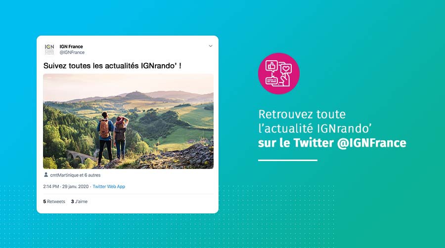 IGNrando' (@ignrando) on Twitter photo On déménage 🙂
Retrouvez désormais toute l'actu IGNrando' #randonnée #nature #tourisme sur le compte officiel 👉 <a href="/IGNfrance/">IGN France</a> On déménage 🙂
Retrouvez désormais toute l'actu IGNrando' #randonnée #nature #tourisme sur le compte officiel 👉 <a href="/IGNfrance/">IGN France</a>