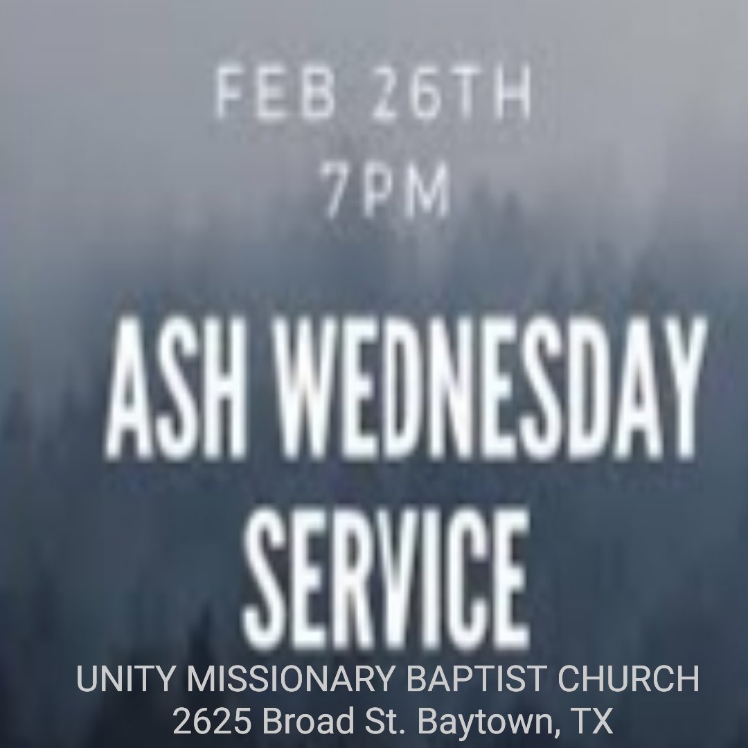 UnityBaytown's tweet photo. Meet us tonight as we learn about and observe Ash Wednesday. Bring a friend. #unitybaytown https://t.co/kfKVMh4N4n