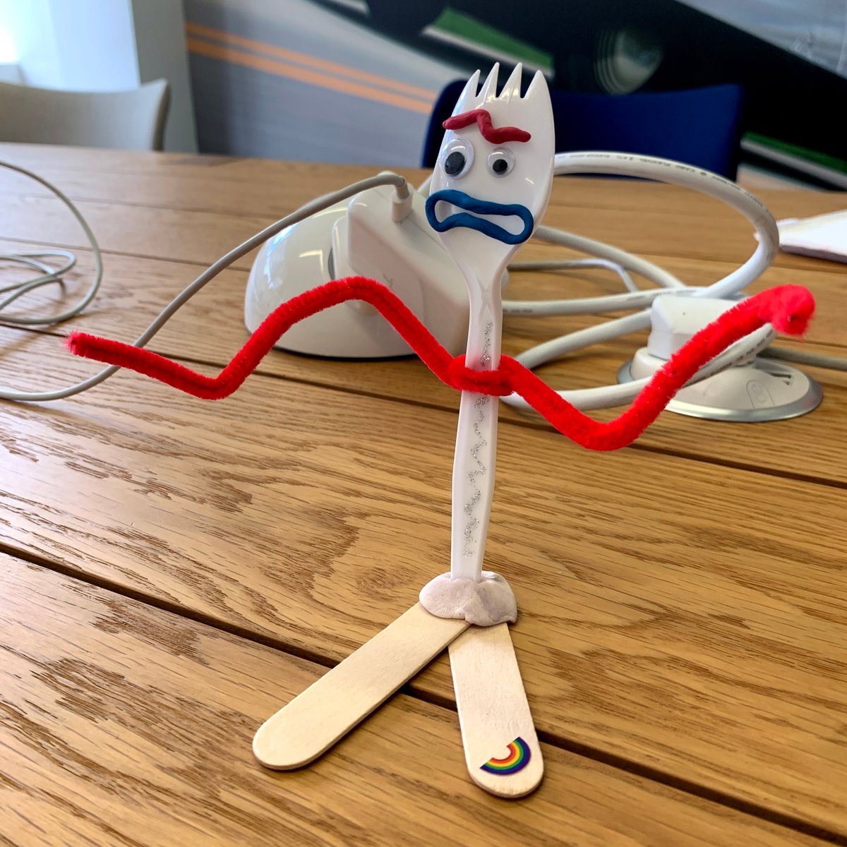 Spending my final few days at work productively… #lockerclearout #forky