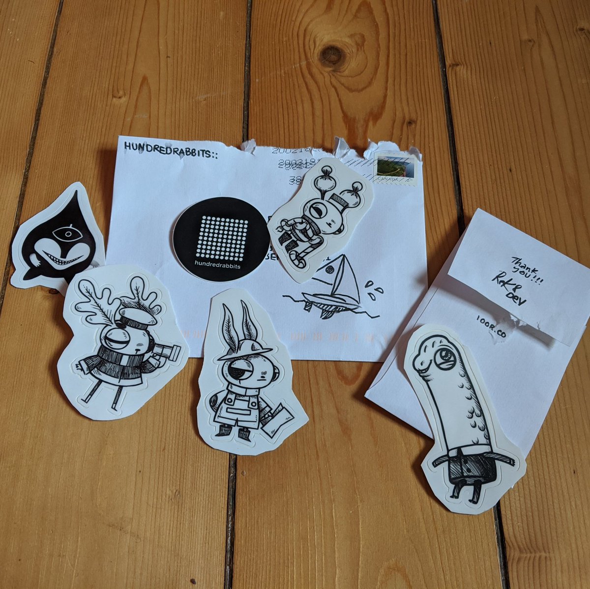 I've got mail from Canada today! Thank you so much @hundredrabbits I hope you are happy to see Pino again. Have fun and take care! 🤙🏻