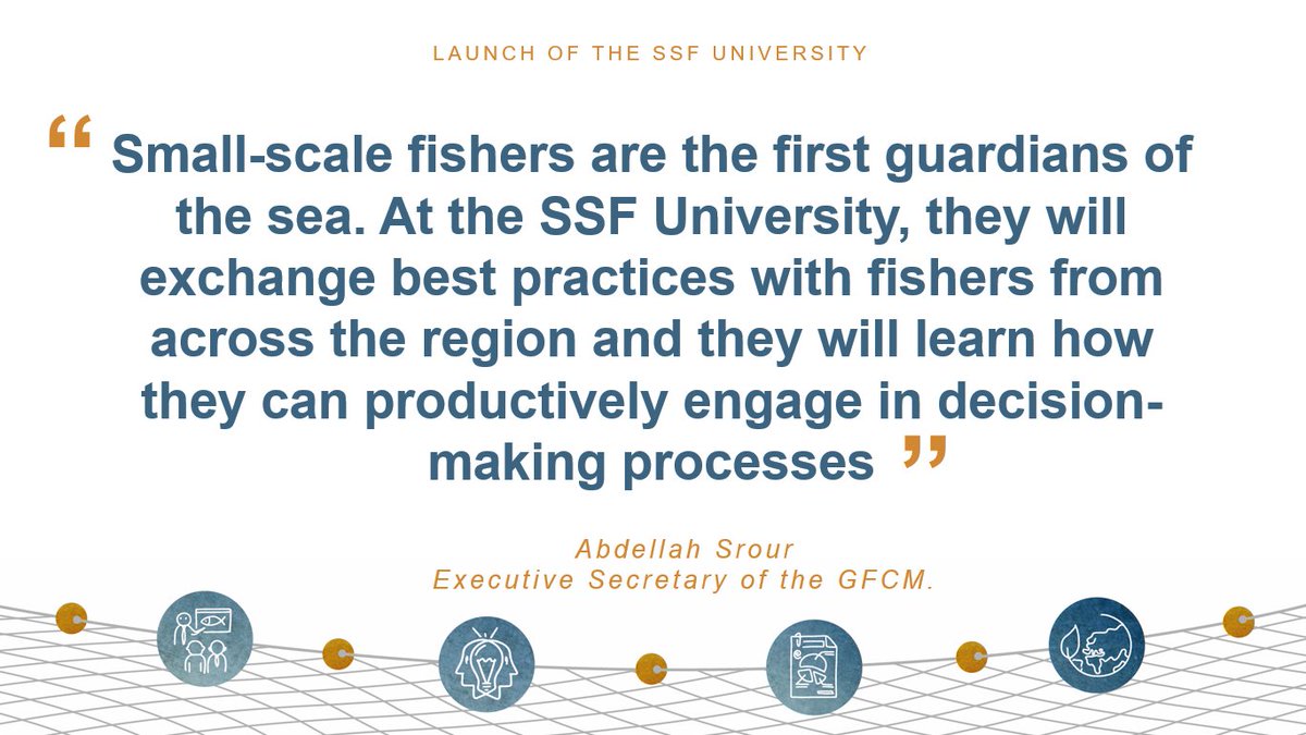 UN_FAO_GFCM's tweet photo. We're launching a #SSFUniversity dedicated to small-scale fishers!
In 2020, 1⃣5⃣ courses are foreseen to take place in more than1⃣1⃣ countries, targeting representatives of #SmallScaleFisheries organizations, fishers & fish workers active in the sector ➡️https://t.co/Xt52Qb32ZC https://t.co/Z5Vwik5eni
