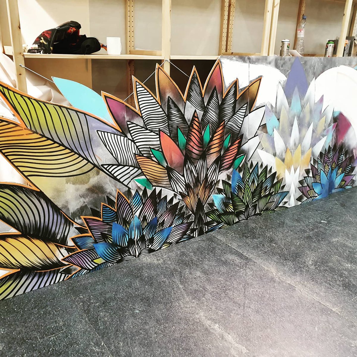 Every day brings something new here at Cornerstone Arts. Today Food For Thought are continuing there creatively. Working both on there big piece for the wall and also smaller work in there own workshops.