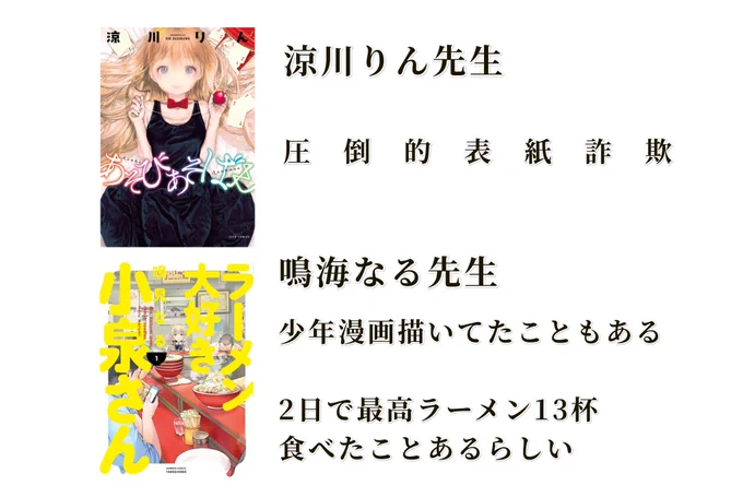個人的に女性と知って驚いた漫画家 