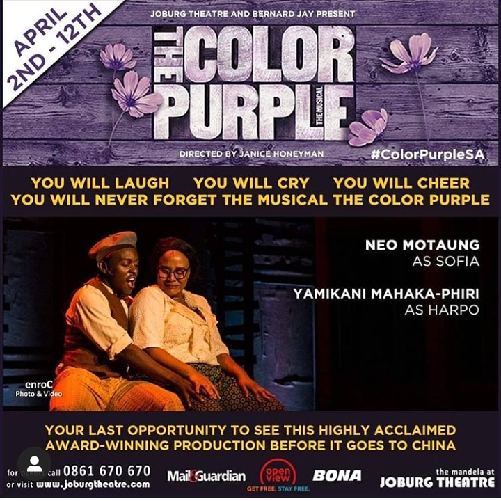 YamikaniMP's tweet photo. Can't wait to jam in this show one more time!!! #ColorPurpleSA #actorslife #singerlife #musicaltheatre https://t.co/eQBRqAJh1k