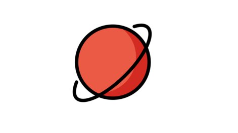 BONUS. This is by OpenMoji. It didn't even deserve to be up there with the others. The emoji is called Ringed Planet, and in this case its rings don't even connect, so can we even say "ringed" at all? This ringed planet can get out of our solar system rn