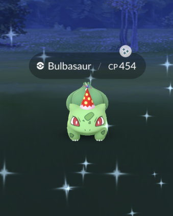 BulbaGanda's tweet photo. Party Hat Bulbasaur and Cloned Venusaur available to catch https://t.co/zBJ2DWRuFo