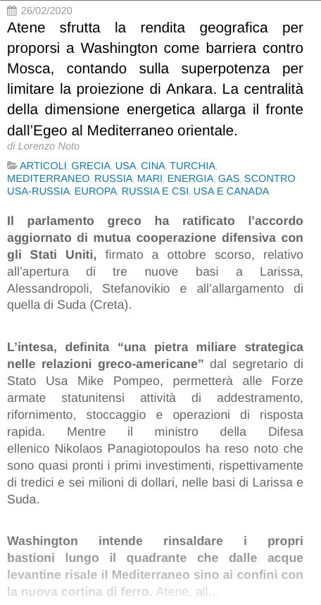 Contro Russia e Turchia: la Grecia come perno degli Usa nel Mediterraneo  https://www.limesonline.com/grecia-usa-mediterraneo-russia-turchia-energia-east-med-libia/116750  #EastMed  #Mediterraneo  #orientale  #Pompeo  #NATO  #energia  #gas