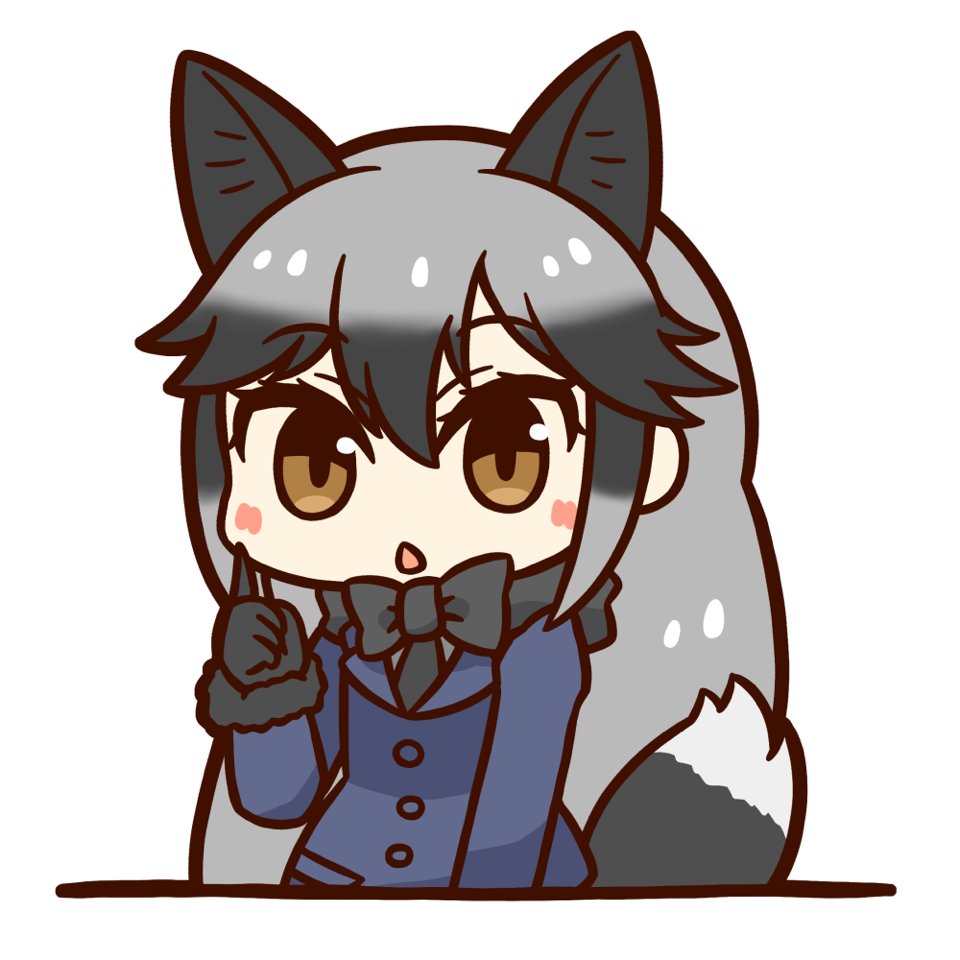 silver fox (kemono friends) 1girl animal ears solo tail fox ears fox tail long hair  illustration images