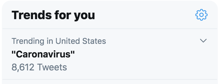 tomandkevin's tweet photo. Enjoying checking in with my 26 followers every few months. Hey guys this platform is great, look how many people are talking about a misspelled virus! https://t.co/pUddJGCzcS
