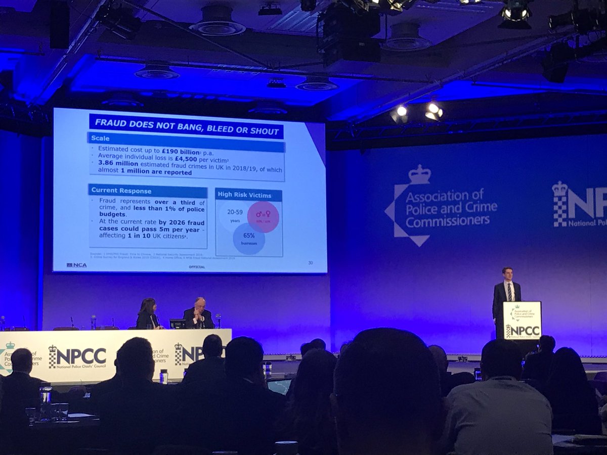 NetZeroChris's tweet photo. Fraud now being discussed #PoliceConf20 @AssocPCCs Martin @GlosPCC has made @GlosSaferCyber a priority before any other PCC - if re-elected this priority will remain with specific focus on Fraud and how itโs dealt with locally. #toomanyvictims #reelectsurl https://t.co/TxRoljxnJC