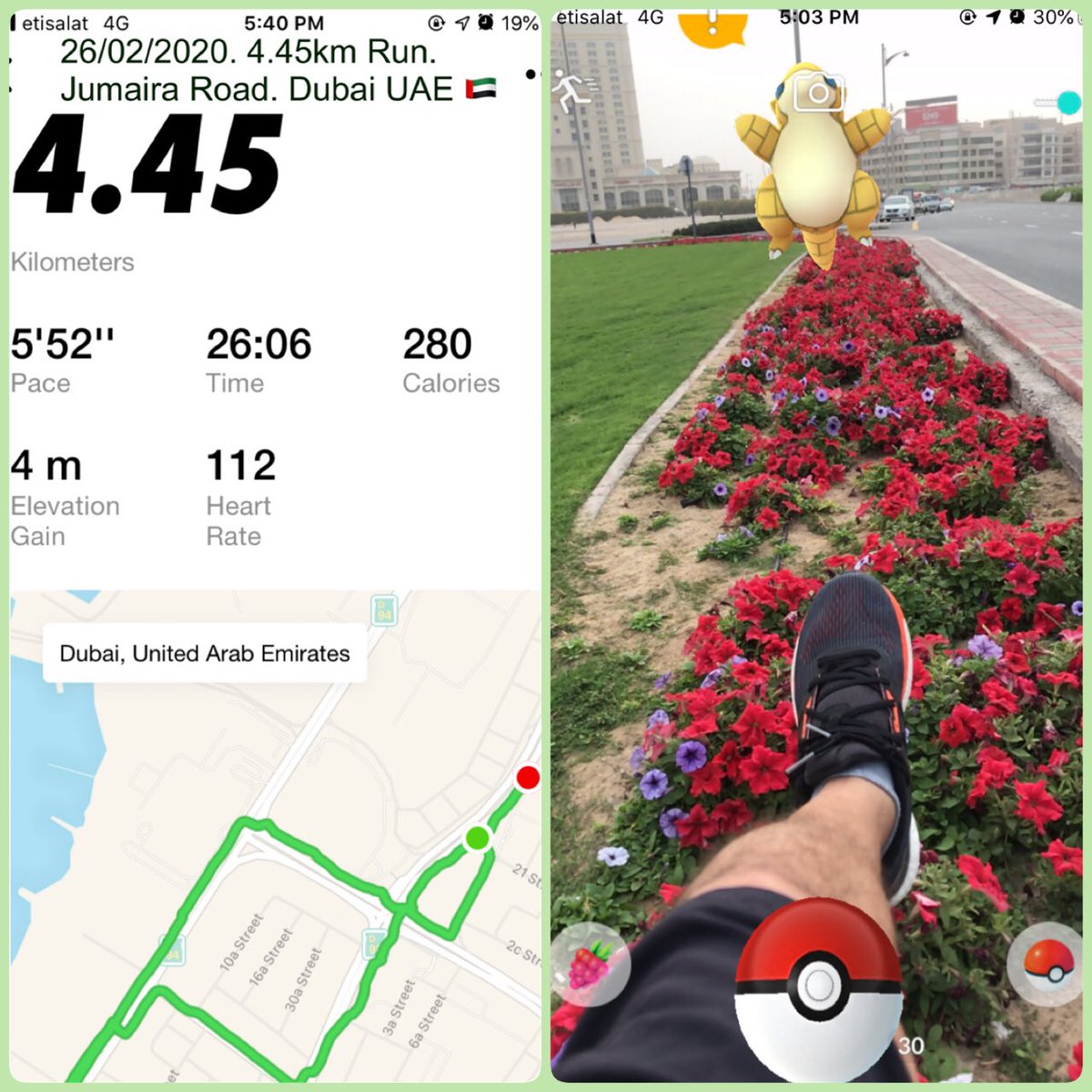 26/02/2020. 4.45km Run. Jumaira Road. Dubai UAE 🇦🇪   Temperature 23c. 
#Running #RunningWithTumiSole #DelhiBurning #Dubai #adidas #PokemonGO #ngiritas #DubaiRunners  #RunForYourLife #RunWithUs