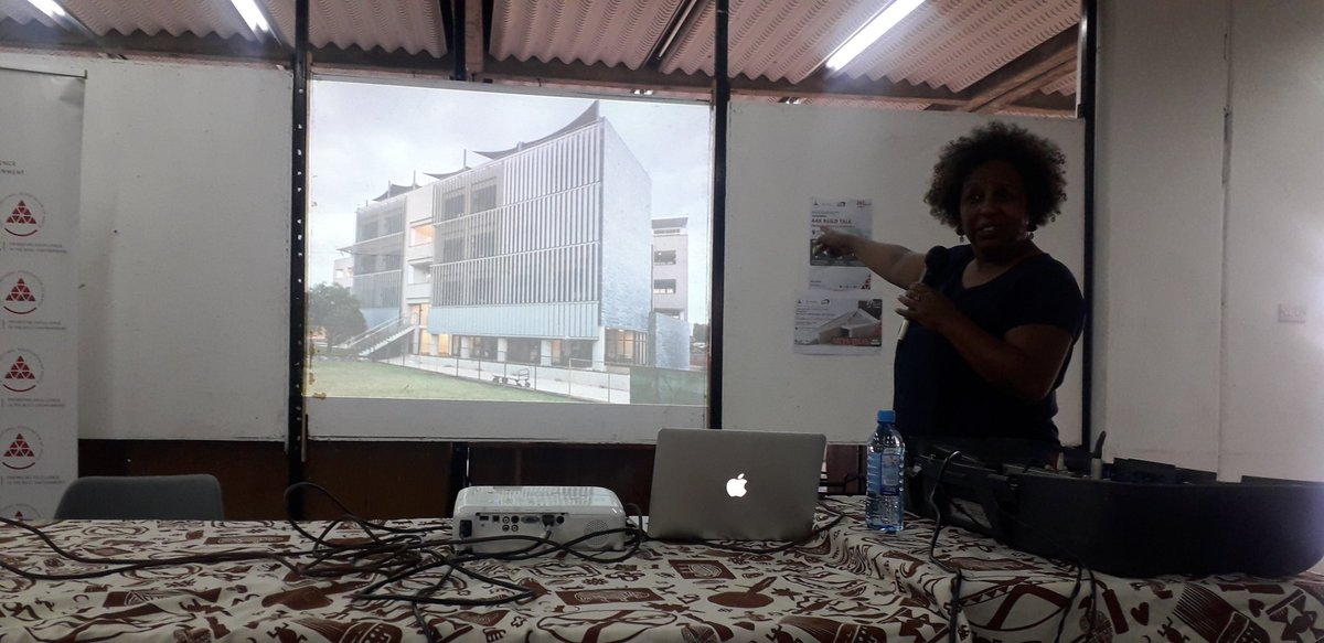 aomenya's tweet photo. #AAKBuildTalk @uonbi @Arch_KE Award Winning Architect Reel Shawl presenting her work. Focusing on creative use of local materials, building people and innovation within a local context. https://t.co/ZFIWmOR16h