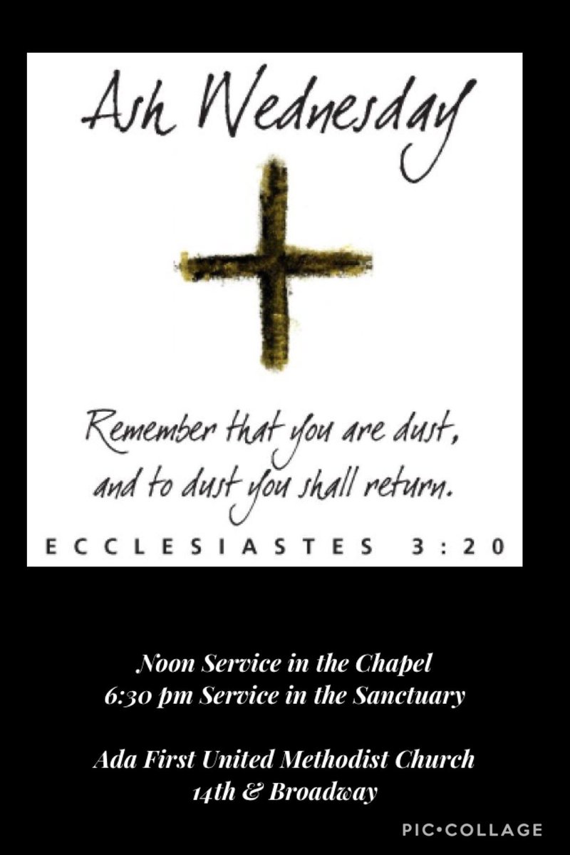 FUMCADA's tweet image. Ash Wednesday services offered twice....