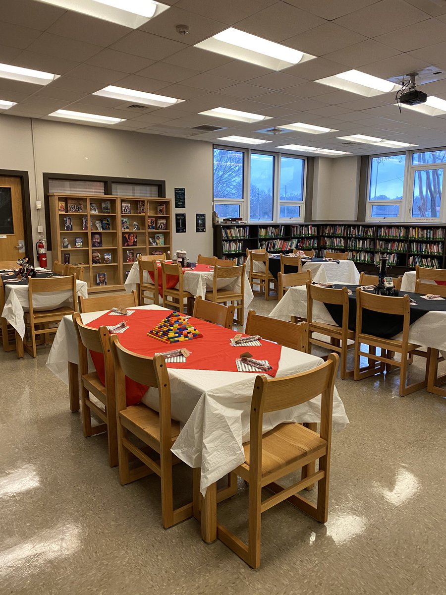 MCooperEducator's tweet photo. Big shout out to our PTO leader, Mrs. Shipley, Ms. Sims, and students for transforming our library for our special luncheon today. https://t.co/hP4vs47KNA