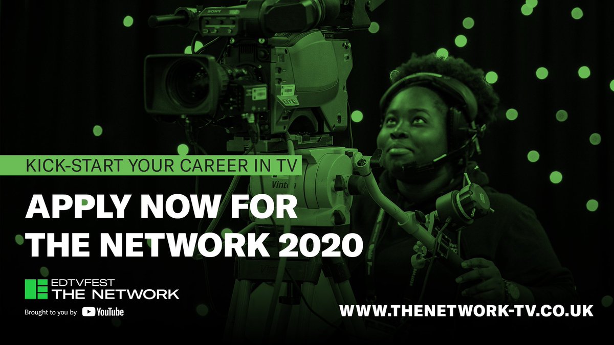 The Network 2020 Applications are now open! If you are 18+ and have always wanted to work behind the scenes in Television, and need help building your career in the industry, then The Network is for YOU. 

Apply here: bit.ly/2VmvuVg

#firstjobintv #networking #edtvfest