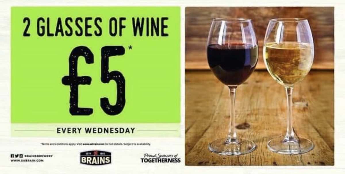 Enjoy two glasses of wine for just £5 #winewednesday