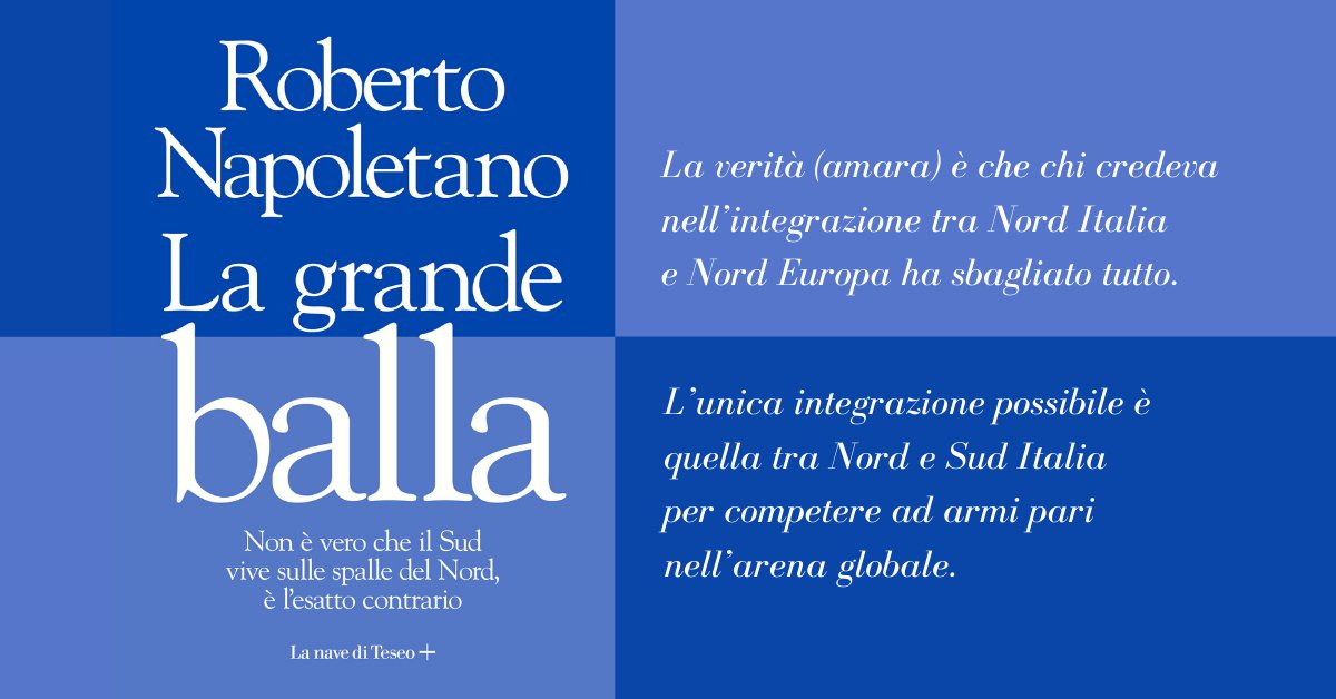 lanavediteseoed's tweet photo. Il vero volto della questione #meridionale: il #Sud non vive sulle spalle del Nord, anzi è contrario.
Un’inchiesta esplosiva sulle cause di un’Italia divisa in due, che si fa la guerra invece di unire le forze. 
"La grande balla", da domani in libreria: https://t.co/vmvIJuZdHN https://t.co/M9aw1bLkUh