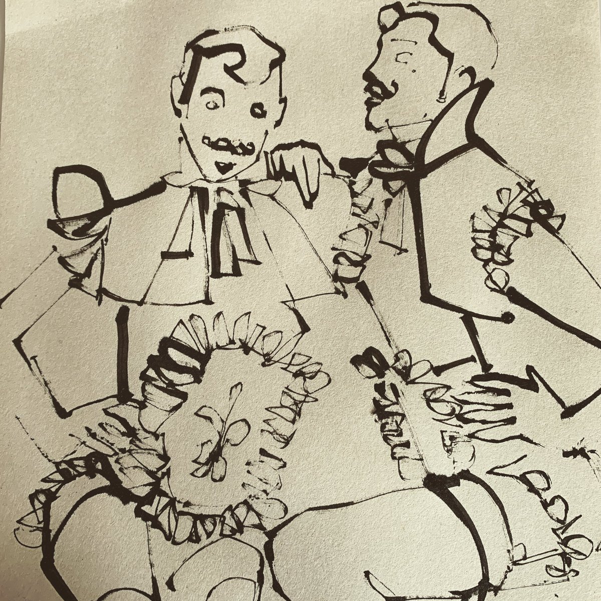 #ink on Vintage paper #illustration #Couture #costume #cirque