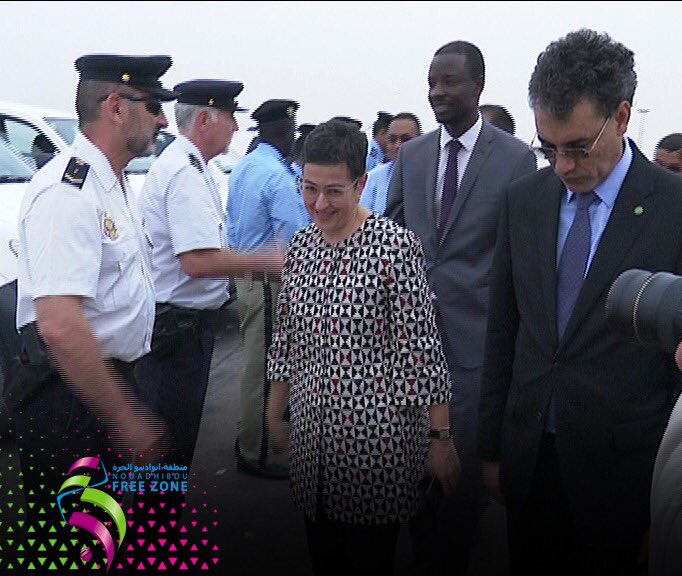 anzfrim's tweet photo. La Ministre Espagnole des Affaires Étrangères, Mme Arancha Gonzalez Laya, a effectué, mardi soir, une visite à Nouadhibou,Elle a été accueillie à son arrivée par le Président d’AZFN M. Ahmedou Tidjani Thiam et par le Wali de Dakhlet Nouadhibou,M.Mouhamed Ahmed Salem Mohamed Rare. https://t.co/2CCgjLHd9r
