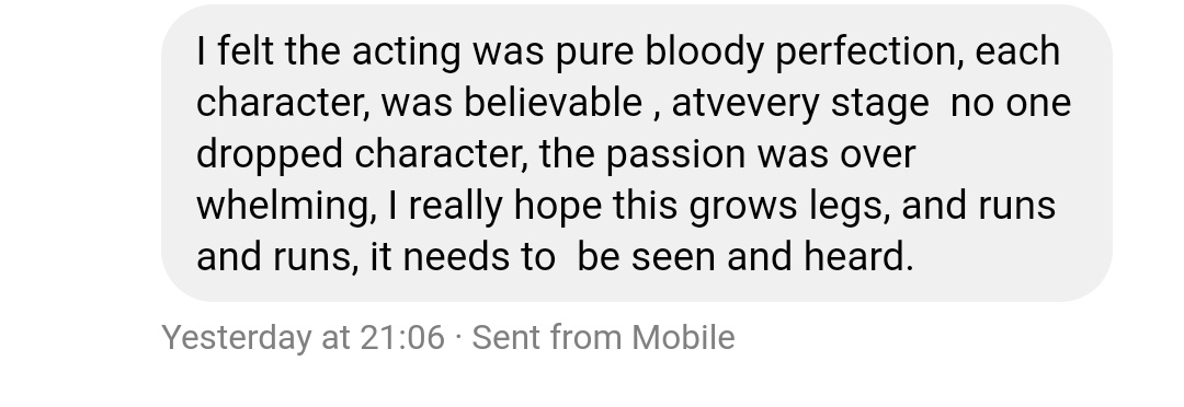 theresponseplay's tweet photo. Some of our audience reactions to our run @SeagullTheatre 

#suffolk #theresponseplay https://t.co/MhmTBYL3lJ