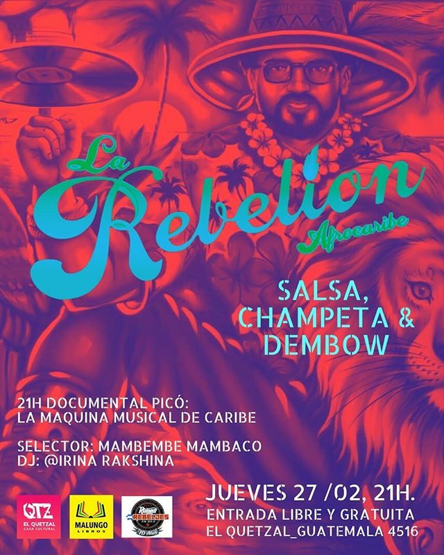 🔥Seguimos de carnaval, seguimos de rebelión! Seguimos de rebelión!
@larebelionafrocaribe
⭐Salsa, champeta y dembow⭐
21h Documental picó 
maquina musical de caribe

22h selector mambembe mambaco ⚡DJ invitada @irinarakshina
Entrada libre y gratuita
#sa… ift.tt/2T07u8O