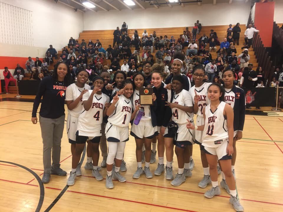BPI_Counseling's tweet photo. Poly scholar atheletes made history this week! Congratulations to our JV Boys & Girls AND Varsity Boys & Girls basketball teams for winning the city championships! #sweepcomplete #polypride @BaltCitySchools https://t.co/uAUS00fJHD